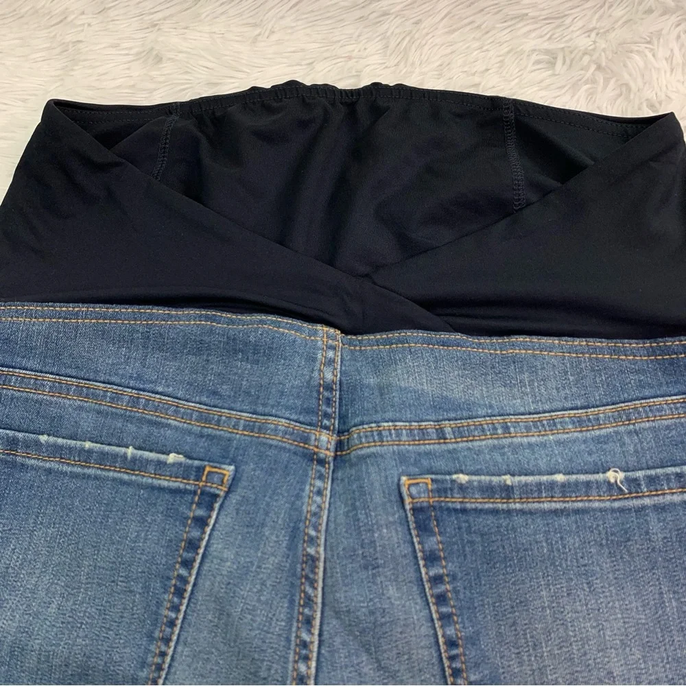 Isabel maternity crop skinny jeans crossover panel‎